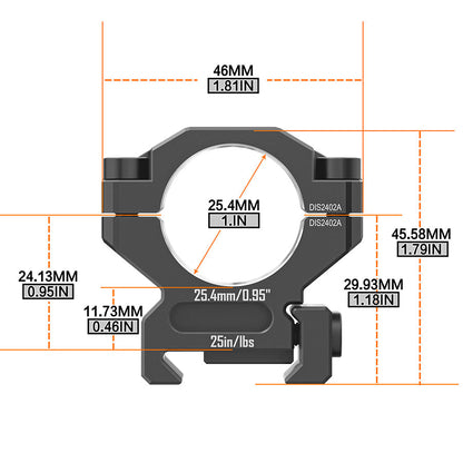 6061 Series Aluminum Scope Rings - Medium Profile 25.4mm/30mm/34mm/35mm Scope Mount for Picatinny Rail