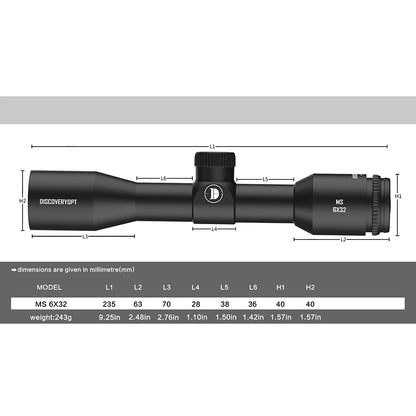 MS 6X32 enhanced shock-resistant protective cover Optics scope - DiscoveryOpt Rifle Scopes-UK - Optics Scope