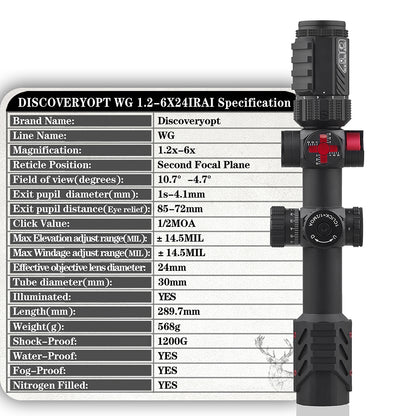 WG 1.2-6X24IRAI(30mm) Optics Scopes - DiscoveryOpt Rifle Scopes-UK - Optics Scope