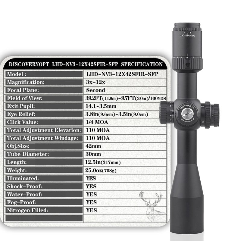 LHD 3-12X42SFIR SFP optics Scopes - DiscoveryOpt Rifle Scopes-UK - 