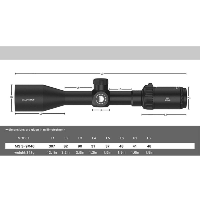 MS 3-9X40 Riflescope, Extreme shock resistance, Spring gun compatible - DiscoveryOpt Rifle Scopes-UK - Optics Scope